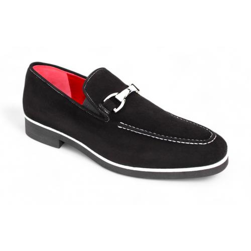 Emilio Franco "Nino II" Black Genuine Italian Suede Leather With Bracelet Loafers.